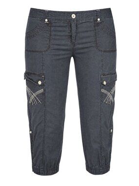 Style & Co Womens Black Cargo Capri Pants Size 16W Embellished Pockets